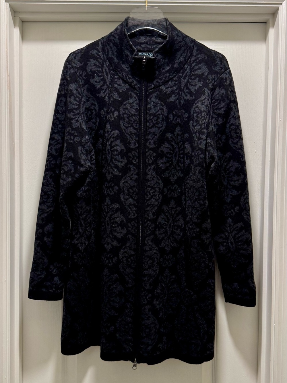 Women’s Cynthia Rowley Black Floral Jacquard Zip-Front Jacket, 2X